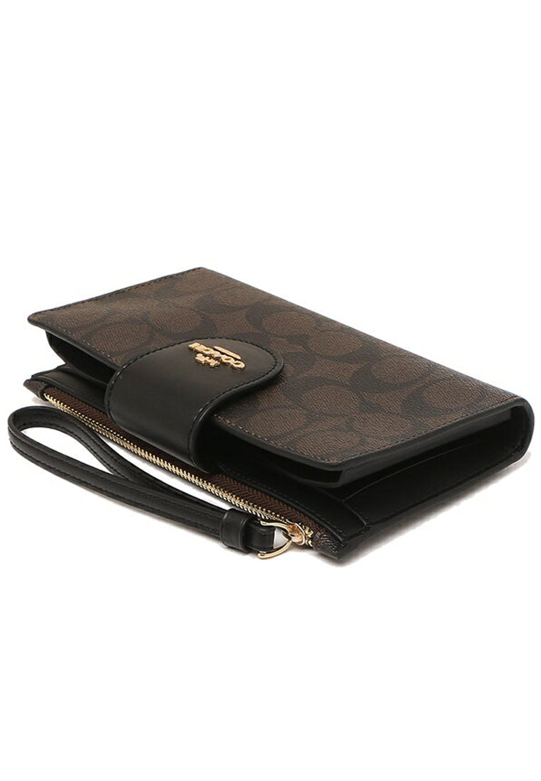 Coach Tech Wallet In Colorblock Signature Canvas - Dark Brown