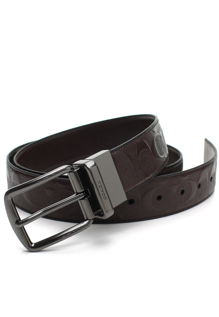 Coach Mens Wide Harness Cut-To-Size Reversible Signature Leather Belt - Mahogany