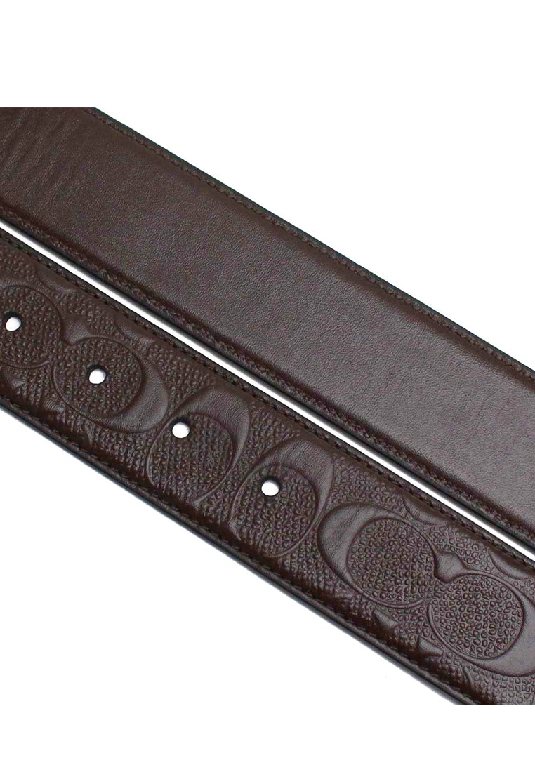 Coach Mens Wide Harness Cut-To-Size Reversible Signature Leather Belt - Mahogany