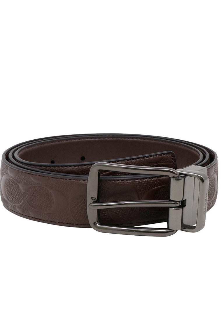 Coach Mens Wide Harness Cut-To-Size Reversible Signature Leather Belt - Mahogany