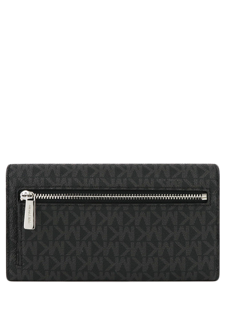 Michael Kors Jet Set Travel Large Trifold Wallet In Signature - Black