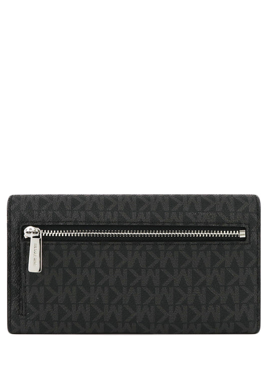 Michael Kors Jet Set Travel Large Trifold Wallet In Signature - Black