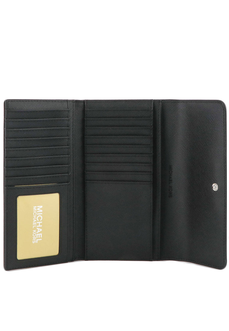 Michael Kors Jet Set Travel Large Trifold Wallet In Signature - Black