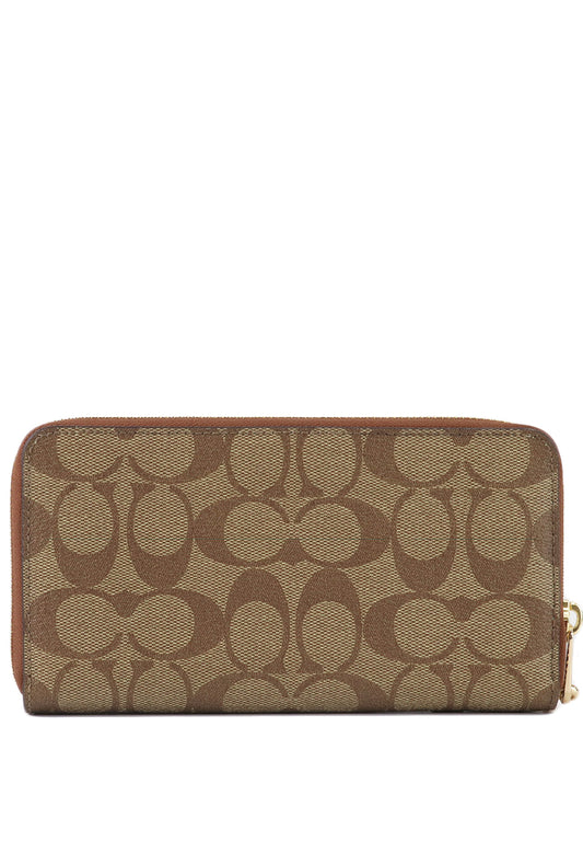 Coach Long Zip Around Wallet In Signature Canvas - Brown