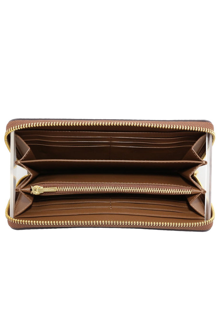 Coach Long Zip Around Wallet In Signature Canvas - Brown
