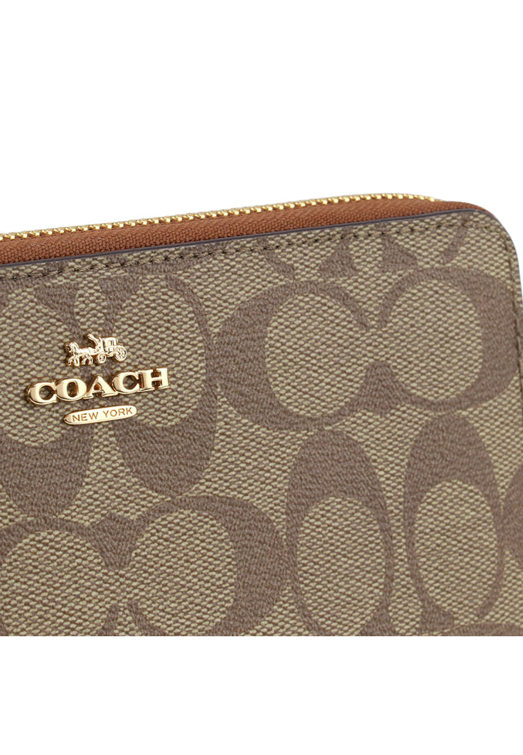 Coach Long Zip Around Wallet In Signature Canvas - Brown