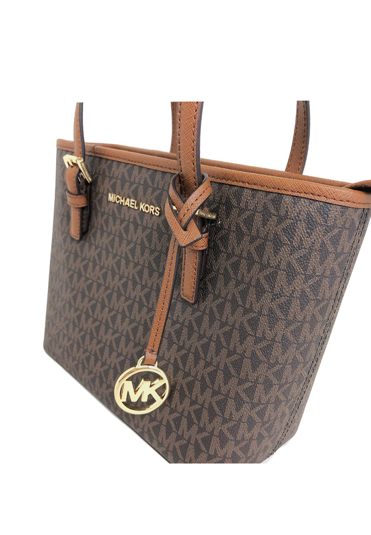 Michael Kors Jet Set Travel Extra-Small Logo Top Zip Tote Bag - Brown