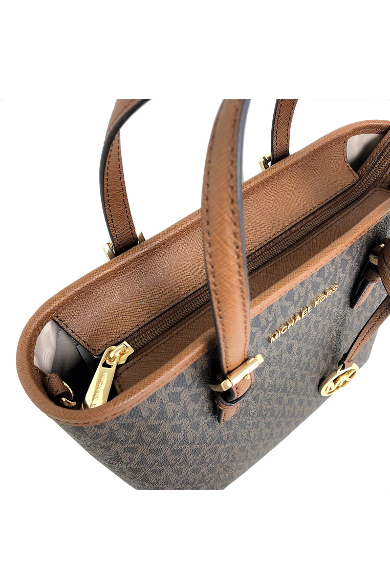 Michael Kors Jet Set Travel Extra-Small Logo Top Zip Tote Bag - Brown