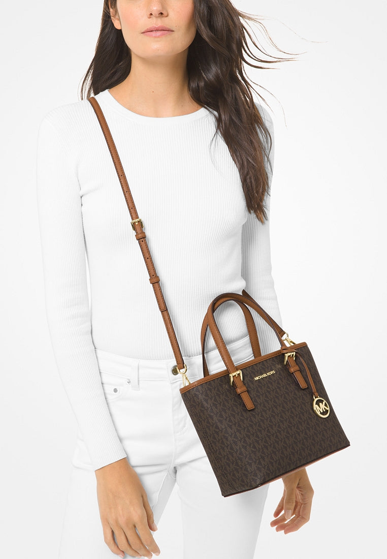 Michael Kors Jet Set Travel Extra-Small Logo Top Zip Tote Bag - Brown