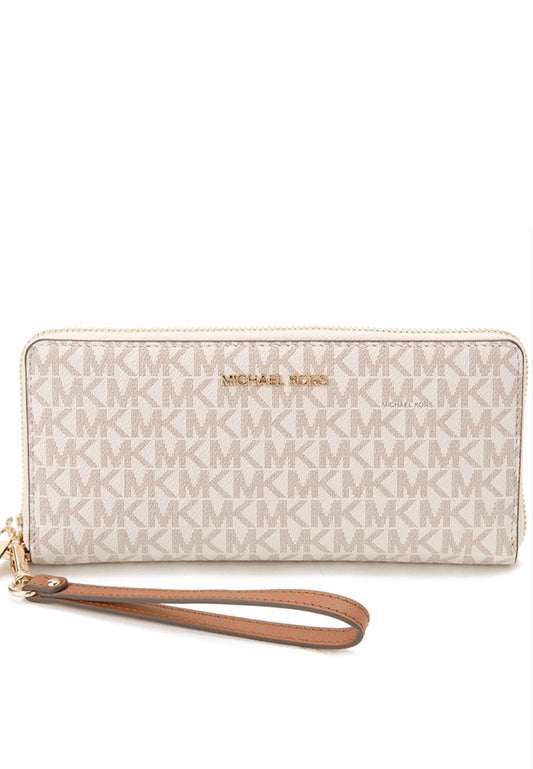Michael Kors Jet Set Travel Signature Zip Around Continental Wallet - Vanilla