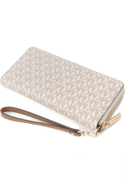 Michael Kors Jet Set Travel Signature Zip Around Continental Wallet - Vanilla