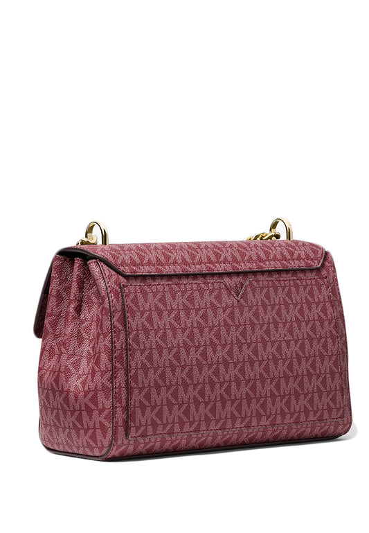 Michael Kors Lita Medium Two-Tone Logo Crossbody Bag - Merlot