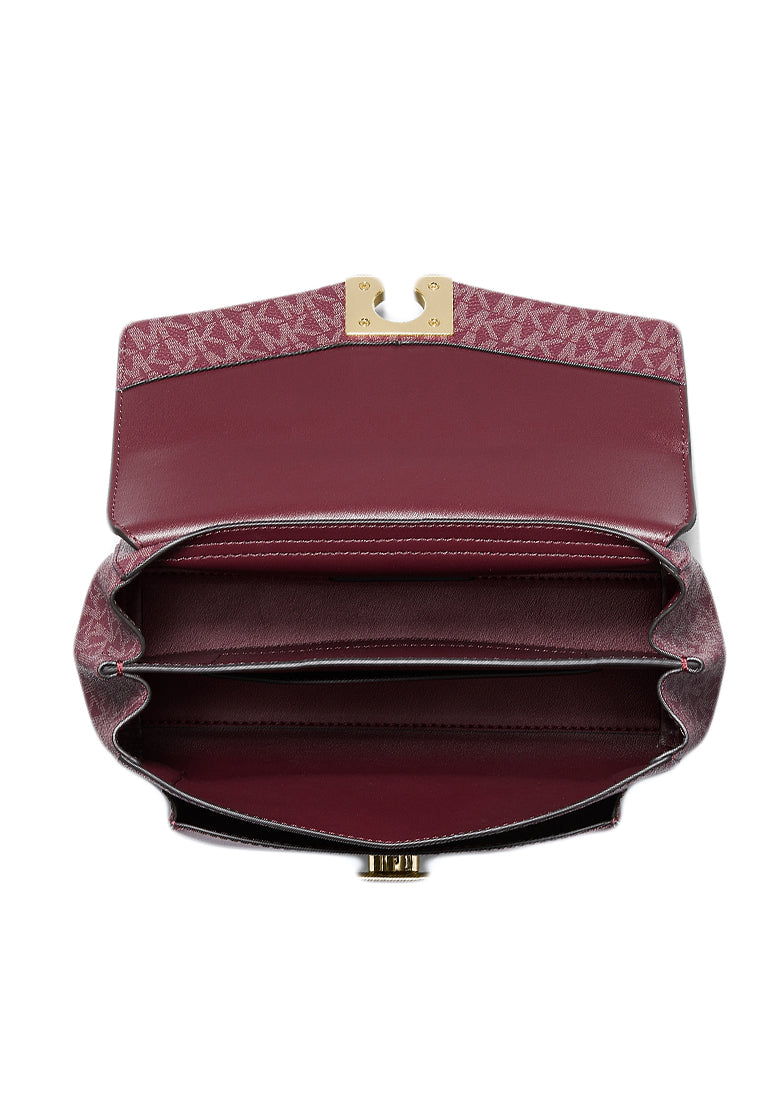 Michael Kors Lita Medium Two-Tone Logo Crossbody Bag - Merlot