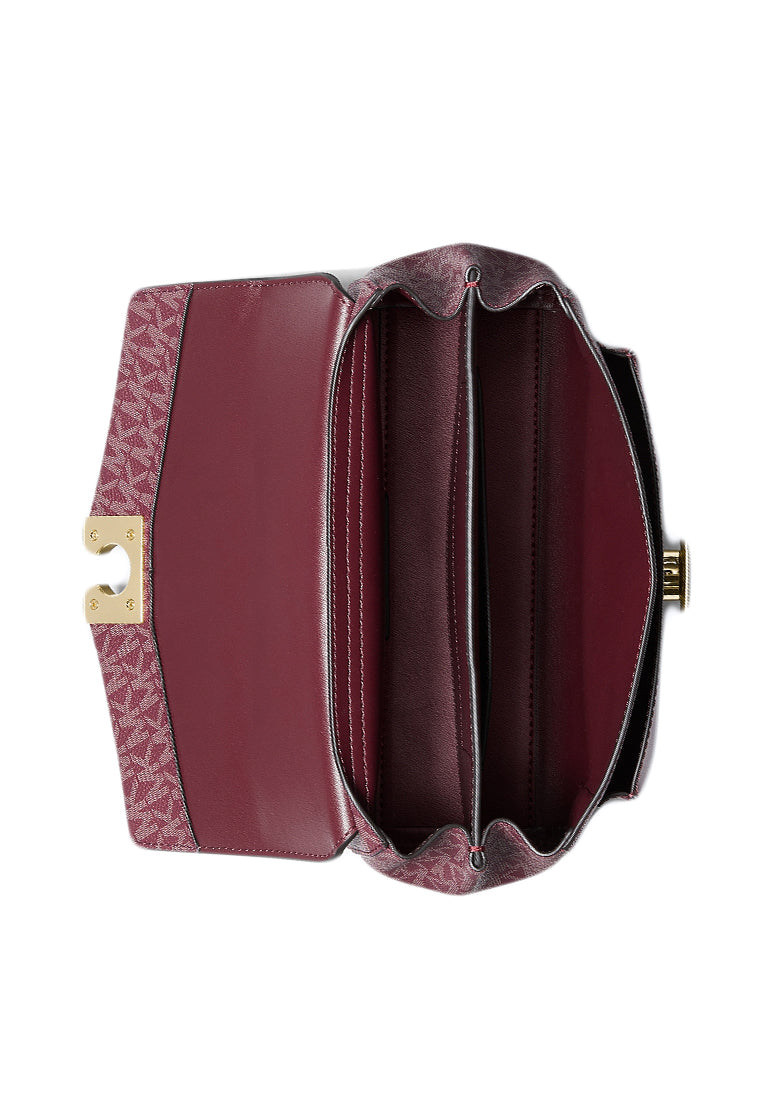 Michael Kors Lita Medium Two-Tone Logo Crossbody Bag - Merlot