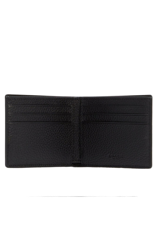 Coach Mens Slim Billfold Wallet With Varsity Stripe - Black/Brown/Navy