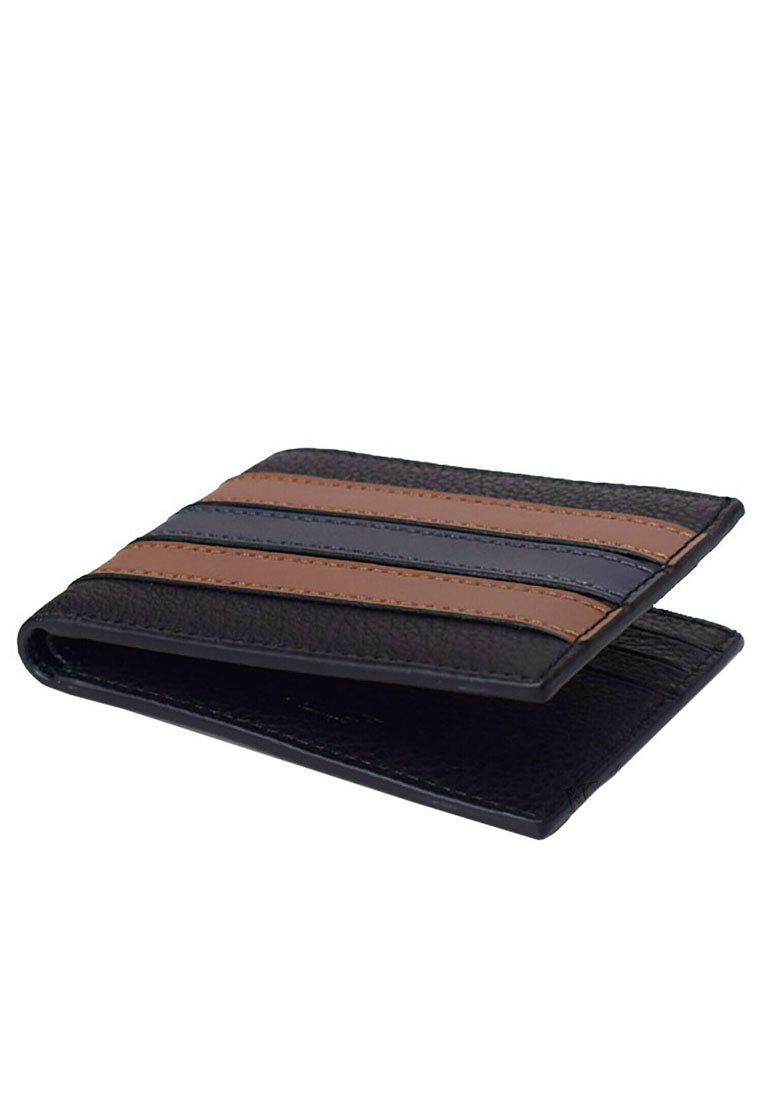 Coach Mens Slim Billfold Wallet With Varsity Stripe - Black/Brown/Navy