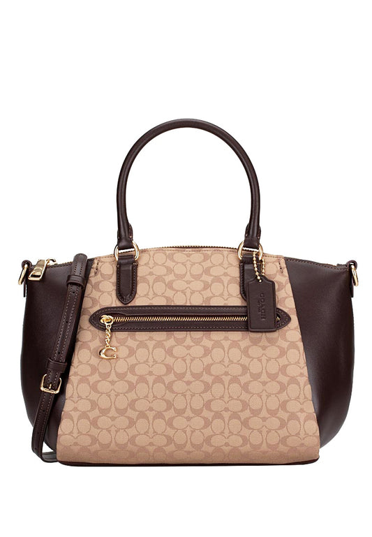Coach Elise Satchel In Signature Jacquard - Brown