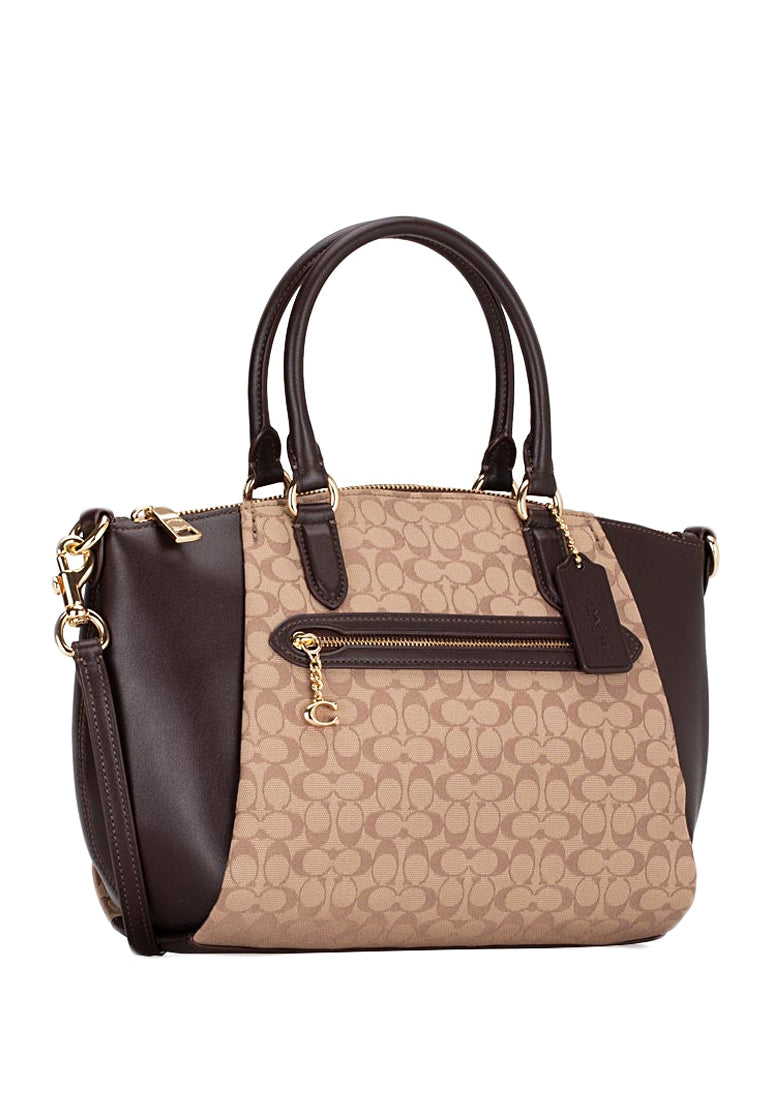Coach Elise Satchel In Signature Jacquard - Brown