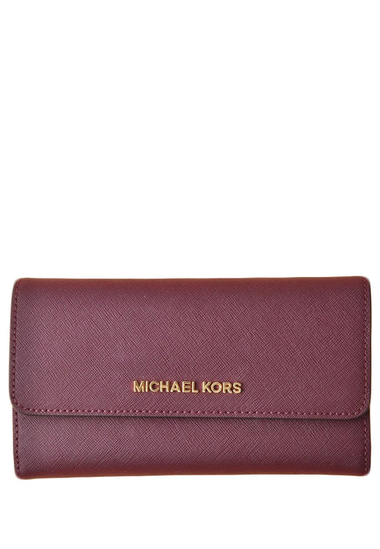 Michael Kors Jet Set Travel Large Trifold Wallet - Merlot