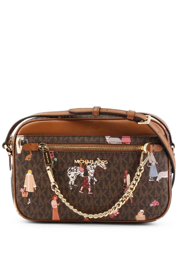 Michael Kors Jet Set Girls Large EW Zip Chain Crossbody - Brown/Multi