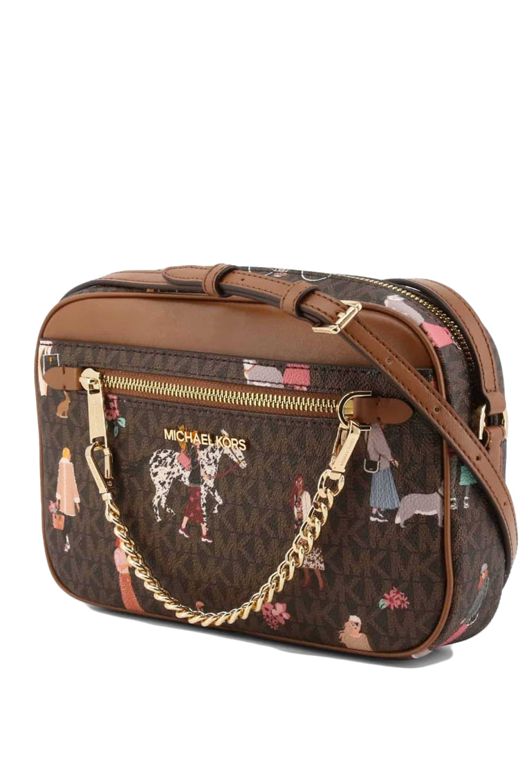 Michael Kors Jet Set Girls Large EW Zip Chain Crossbody - Brown/Multi