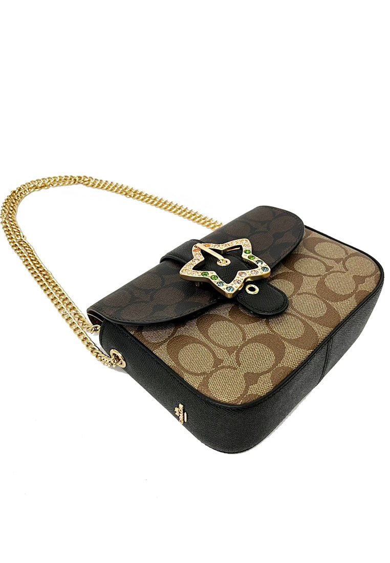 Coach Gemma Crossbody In Blocked Signature Canvas With Star Buckle - Brown