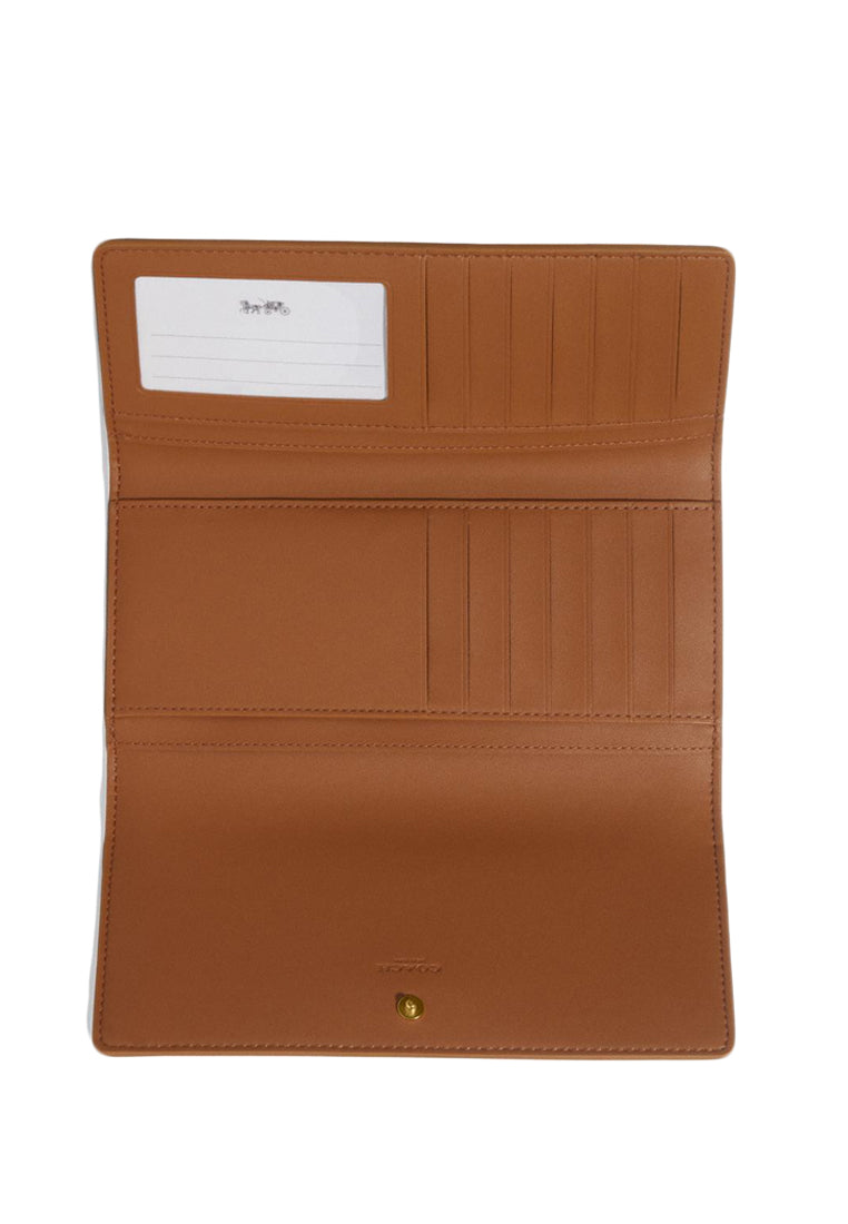 Coach Slim Trifold Wallet In Blocked Signature Canvas - Light Brown
