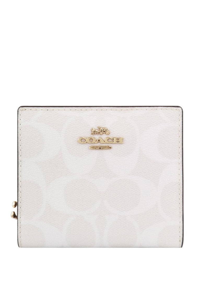 Coach Snap Wallet In Signature - Gracier White