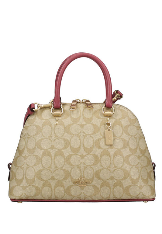 Coach Katy Satchel In Signature Canvas - Light Brown/Rougue