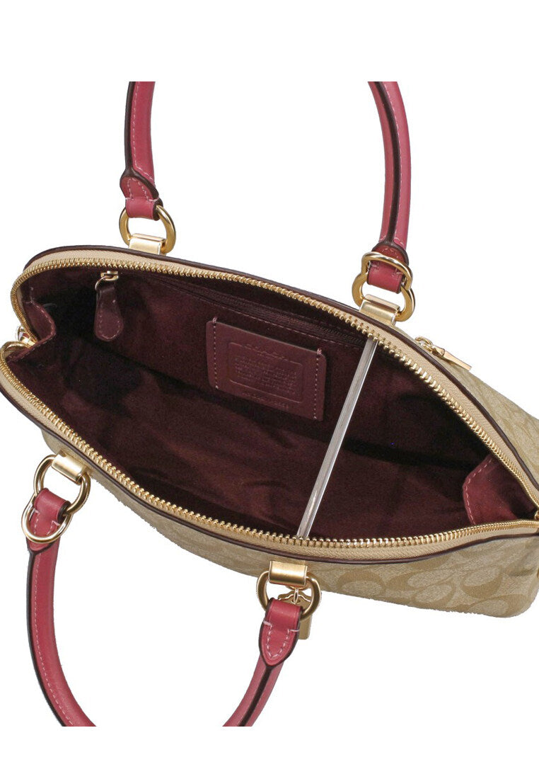 Coach Katy Satchel In Signature Canvas - Light Brown/Rougue