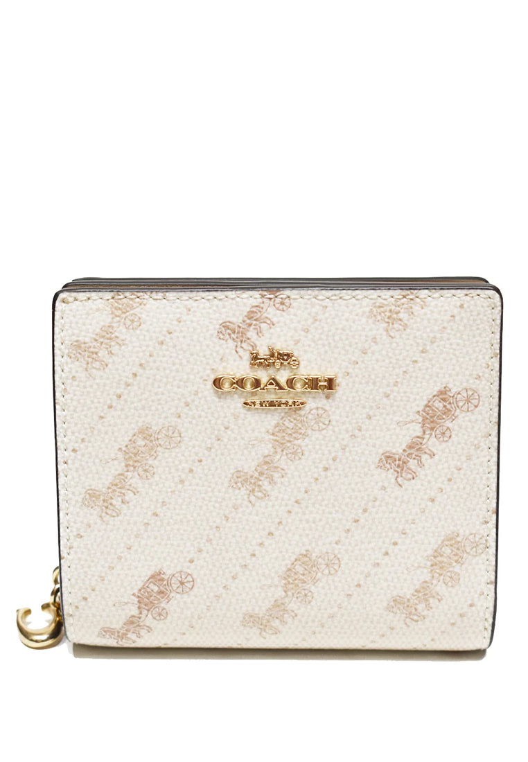 Coach Snap Wallet With Horse And Carriage Dot Print-- Cream