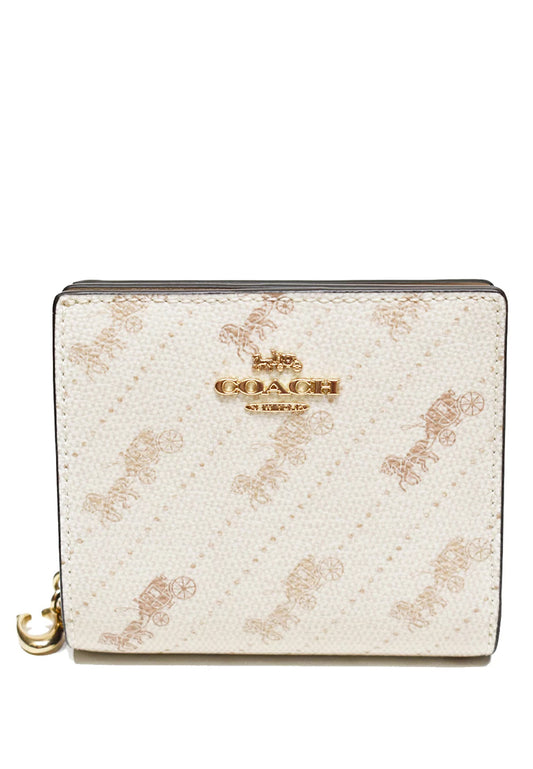 Coach Snap Wallet With Horse And Carriage Dot Print-- Cream