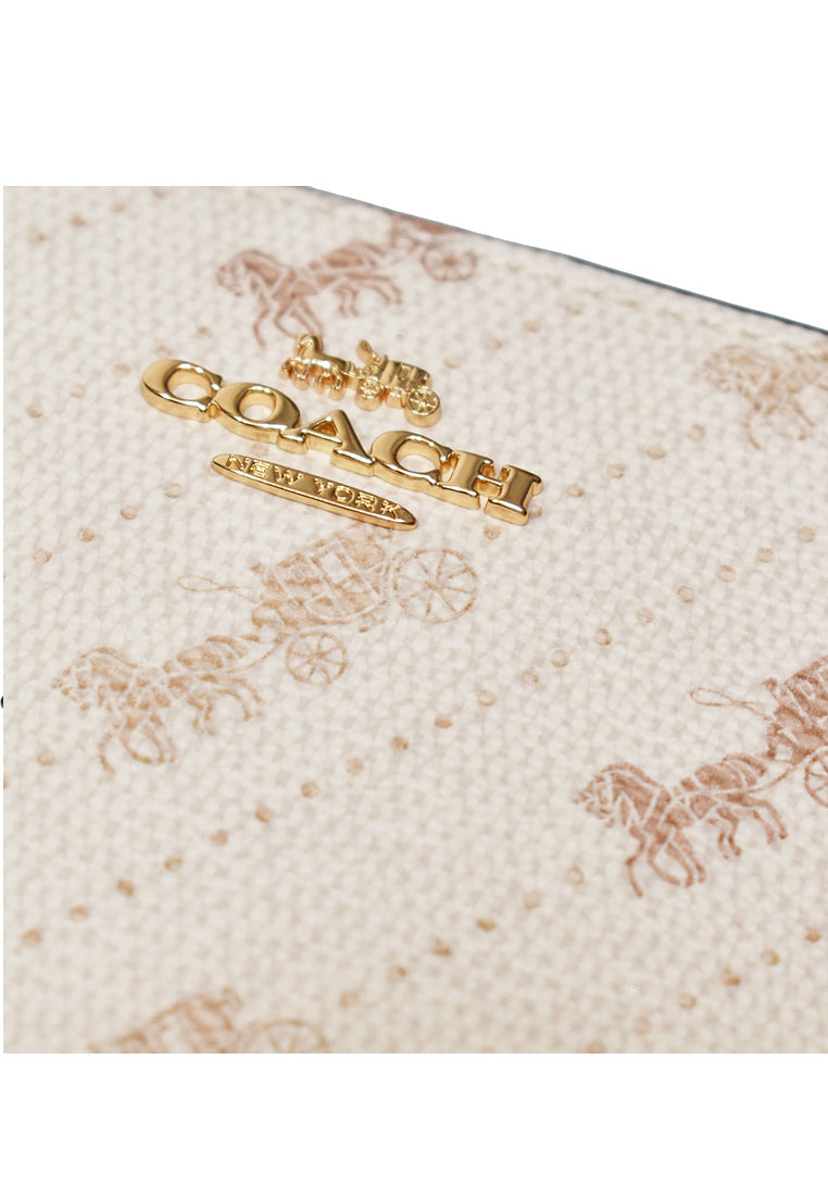 Coach Snap Wallet With Horse And Carriage Dot Print-- Cream