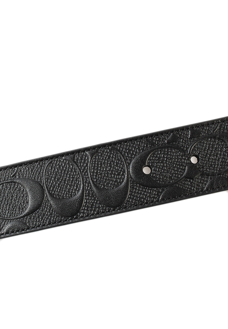 Coach Mens Wide Plaque Cut To Size Reversible Signature Belt 38MM - Black