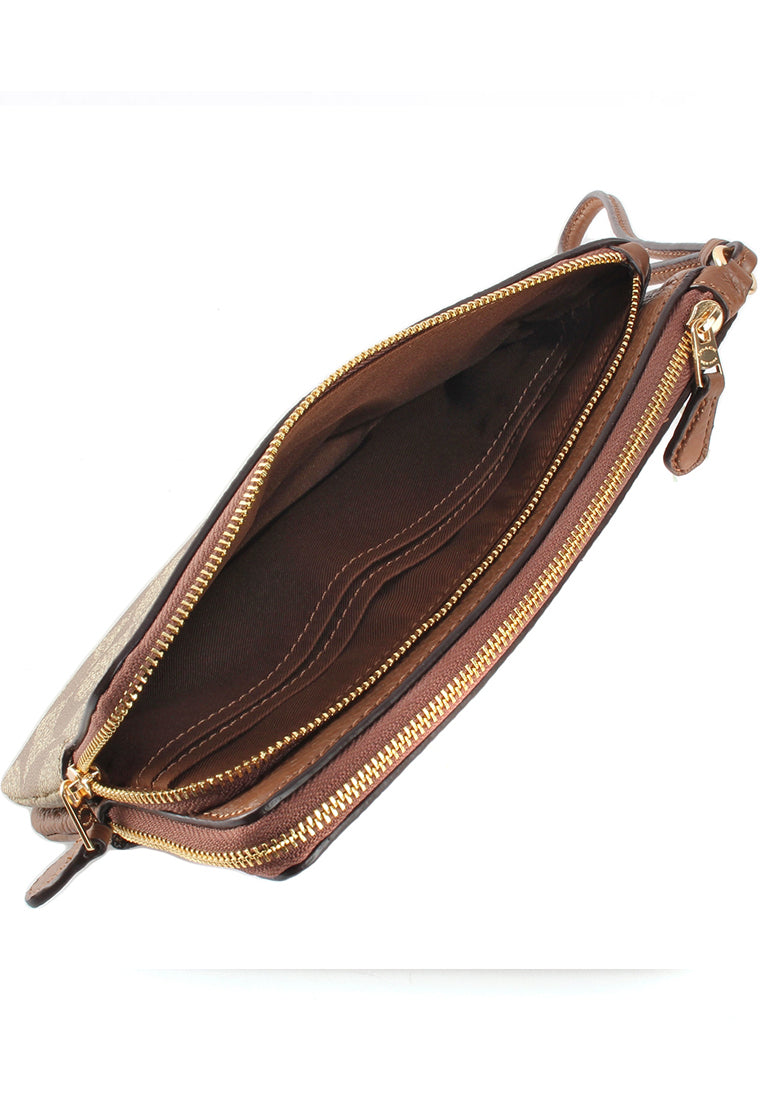 Coach Double Zip Wallet In Signature Canvas- Brown