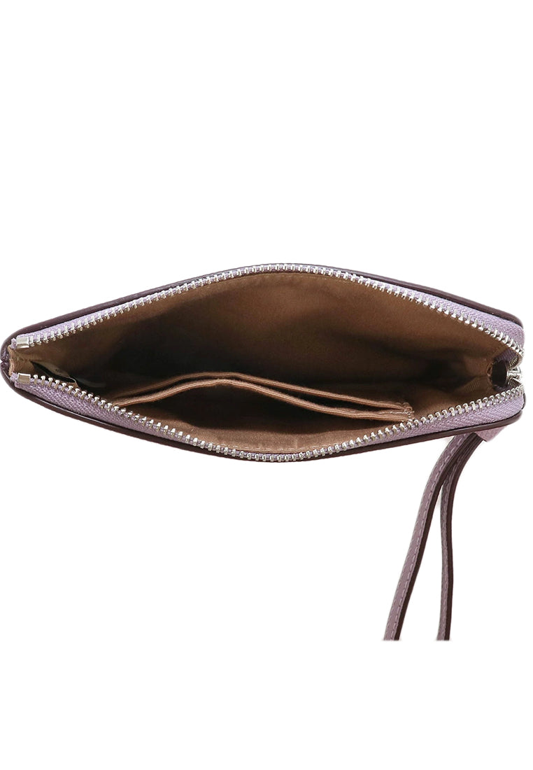Coach Corner Zip Wristlet In Crossgrain Leather - Light Purple