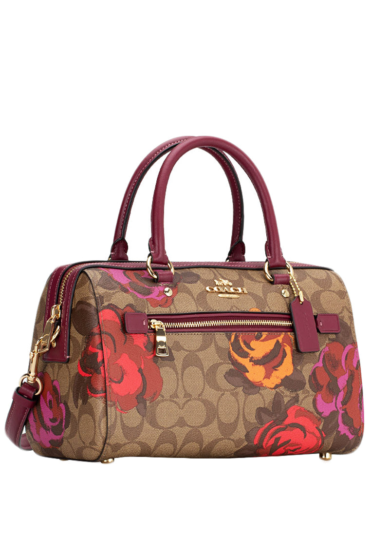 Coach Rowan Satchel In Signature Canvas With Jumbo Floral Print - Brown/Multi