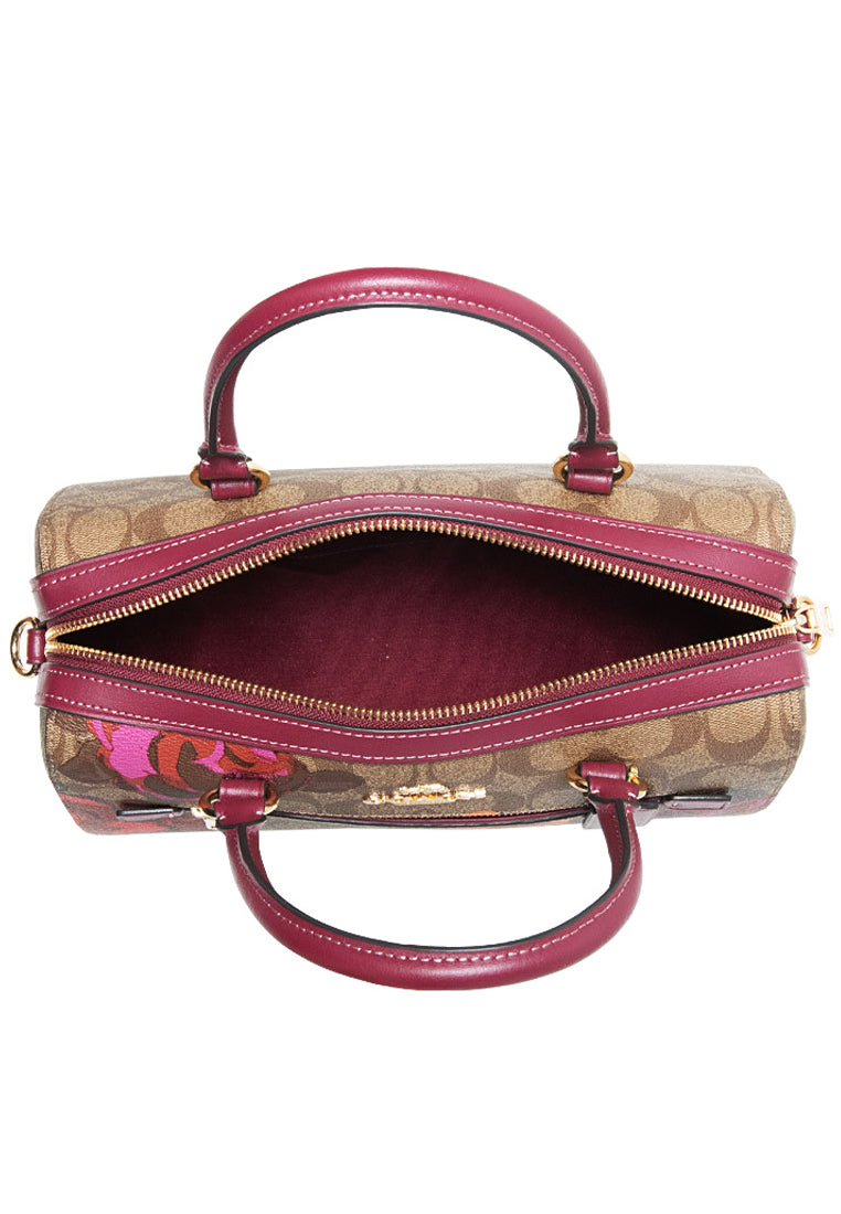 Coach Rowan Satchel In Signature Canvas With Jumbo Floral Print - Brown/Multi