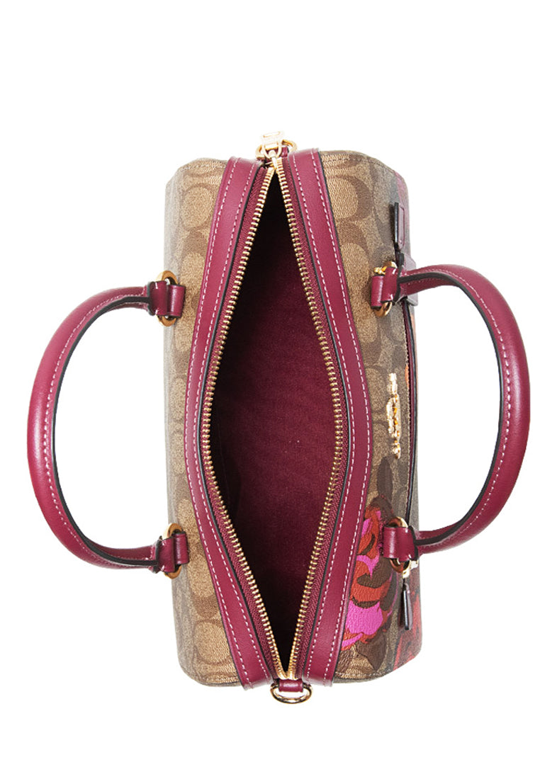 Coach Rowan Satchel In Signature Canvas With Jumbo Floral Print - Brown/Multi