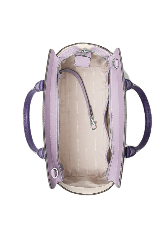 Michael Kors Selma Medium Color-Block Saffiano Leather Satchel - Lilac Multi