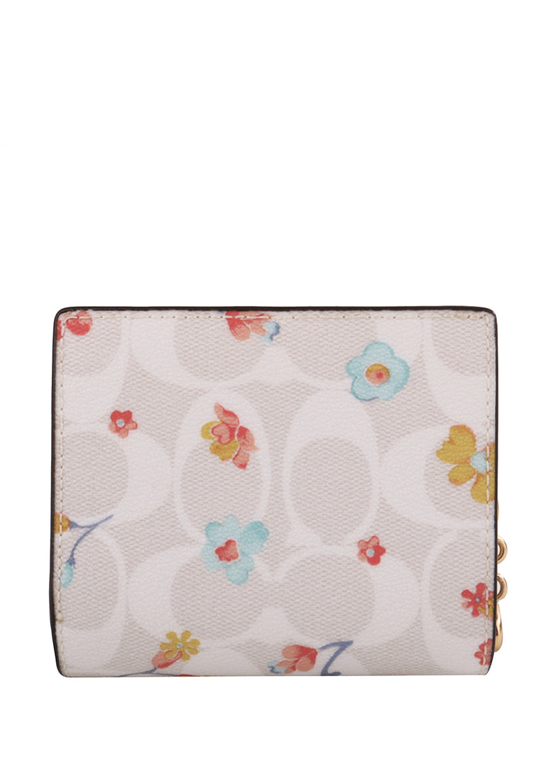 Coach Snap Wallet In Signature Canvas With Mystical Floral Print - White