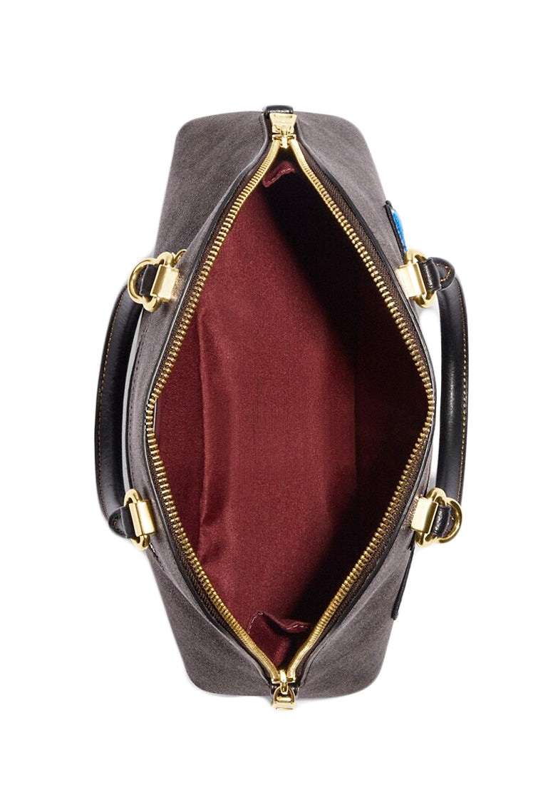 Coach Katy Satchel In Signature Canvas With Ski Patches - Dark Brown