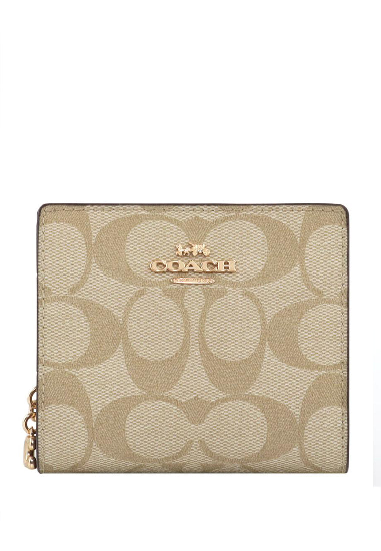 Coach Snap Wallet In Signature Canvas - Light Brown