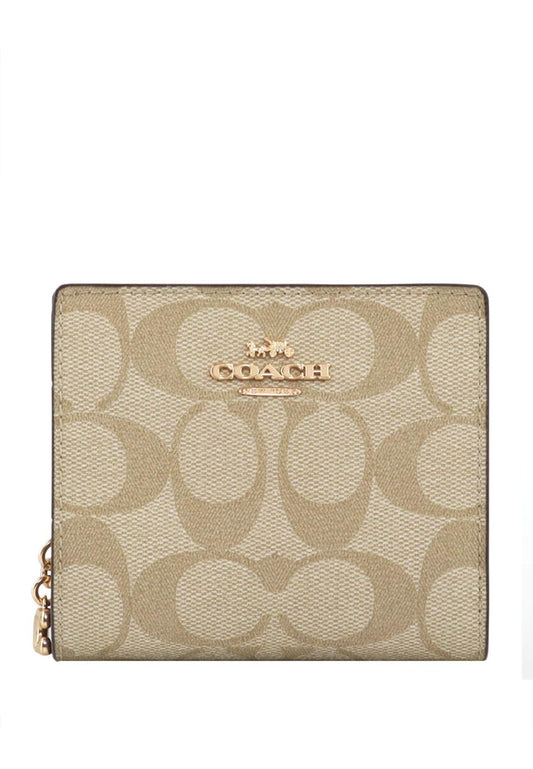 Coach Snap Wallet In Signature Canvas - Light Brown