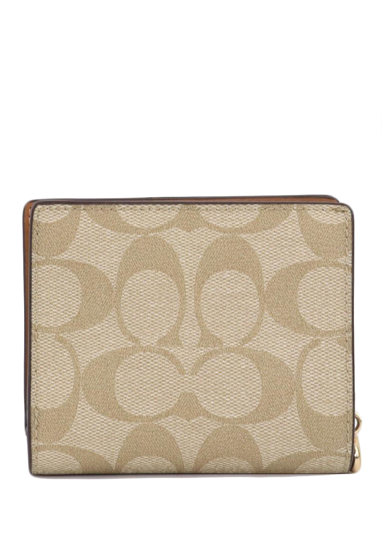 Coach Snap Wallet In Signature Canvas - Light Brown
