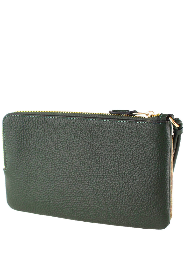 Coach Double Zip Wallet In Signature Canvas - Brown/Amazon Green
