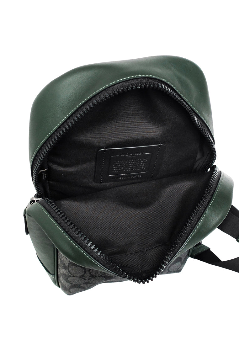 Coach Westway Pack In Colorblock Signature Canvas With Coach Patch - Black/Amazon Green