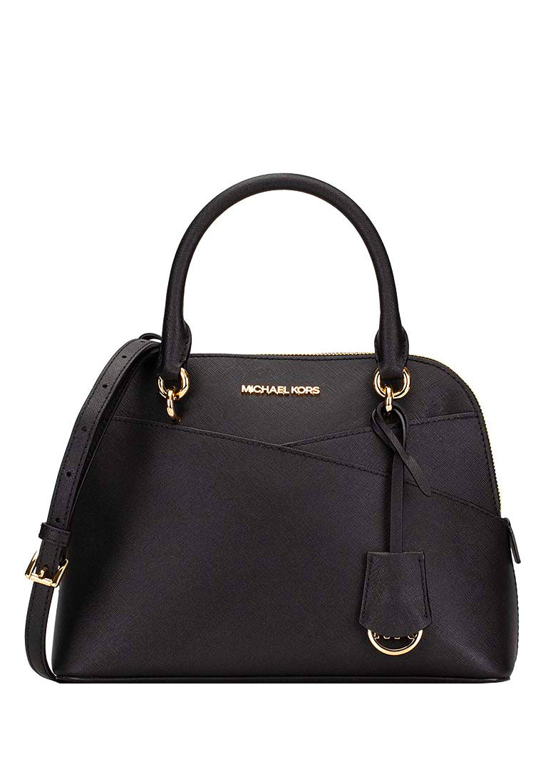 Michael Kors Jet Set Travel Medium Saffiano Leather Dome Satchel - Black