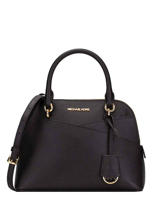 Michael Kors Jet Set Travel Medium Saffiano Leather Dome Satchel - Black