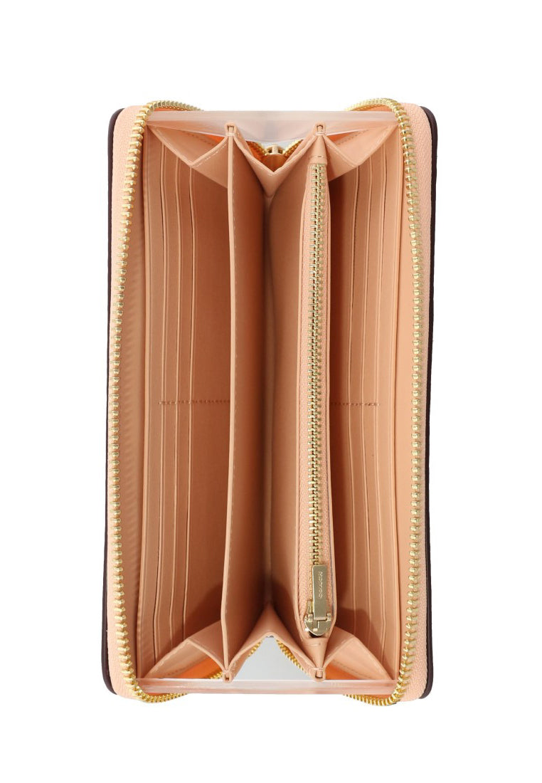 Coach Long Zip Around Wallet In Signature Canvas - Faded Blush